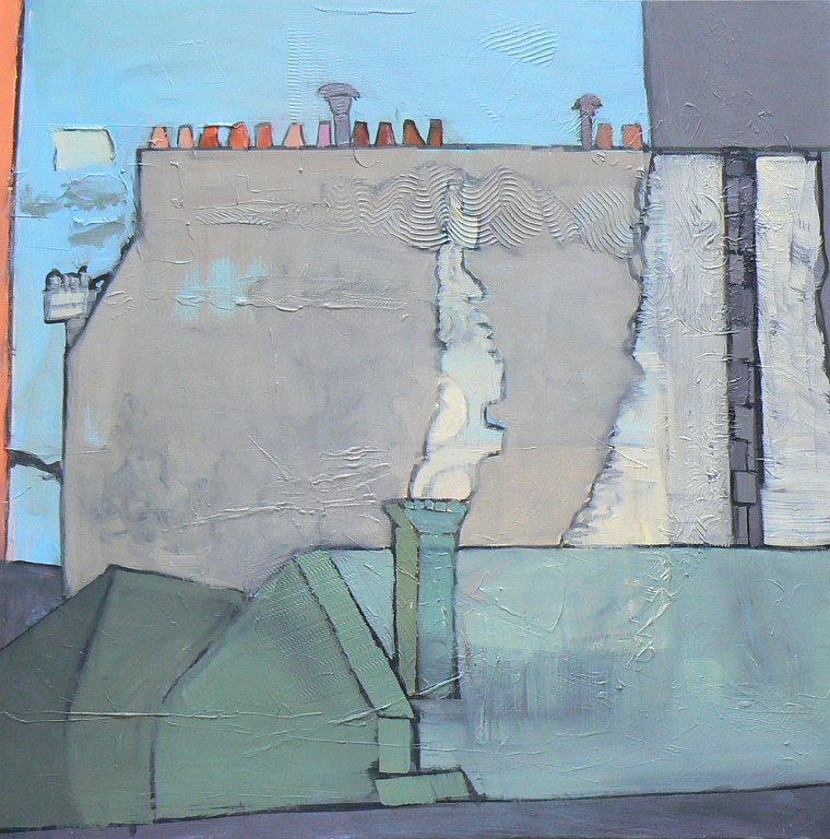 cheminées - 80x80 - huile sur toile